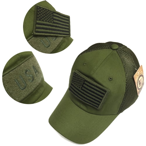 Military Army Green USA Flag Patch Mesh Baseball Hat Cap Adjustable