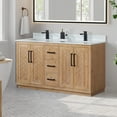 thumbnail image 2 of Anais 60" Wood Vanity in Light Brown with White Composite Stone Top no Mirror, 2 of 12