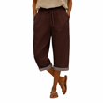 thumbnail image 4 of YOZGXEG Wide Leg Pants Women Women Summer Wide Leg Linen Pants Elastic Waist High Waisted Casual Beach Trousers Brown S-3Xl, 4 of 7