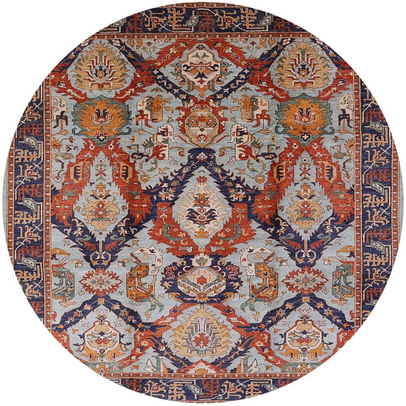 Ahgly Company Indoor Round Mid-Century Modern Khaki Rose Pink Oriental Area Rugs, 3' Round