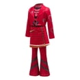 thumbnail image 5 of Halloween Princess Costume - 4-Piece Red Princess Cosplay Dress Up Set with Heart Print Jacket, Top, Skirt, Flared Pants, Halloween Role Play & Birthday Party Size: 100, 5 of 11