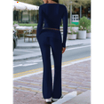 thumbnail image 4 of Women'S Workout 2 Piece Lounge Sets Long Sleeve Tops Foldover Flare Pants Casual Outfits Tracksuit Navy Blue XS, 4 of 7