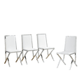 thumbnail image 4 of Tcbosik Set of 4 Dining Chairs, Mid-Century Modern PU Leather Chair with Metal Legs, Upholstered Kitchen Chair with Padded Seat for Home Office, White+Silver, 4 of 8