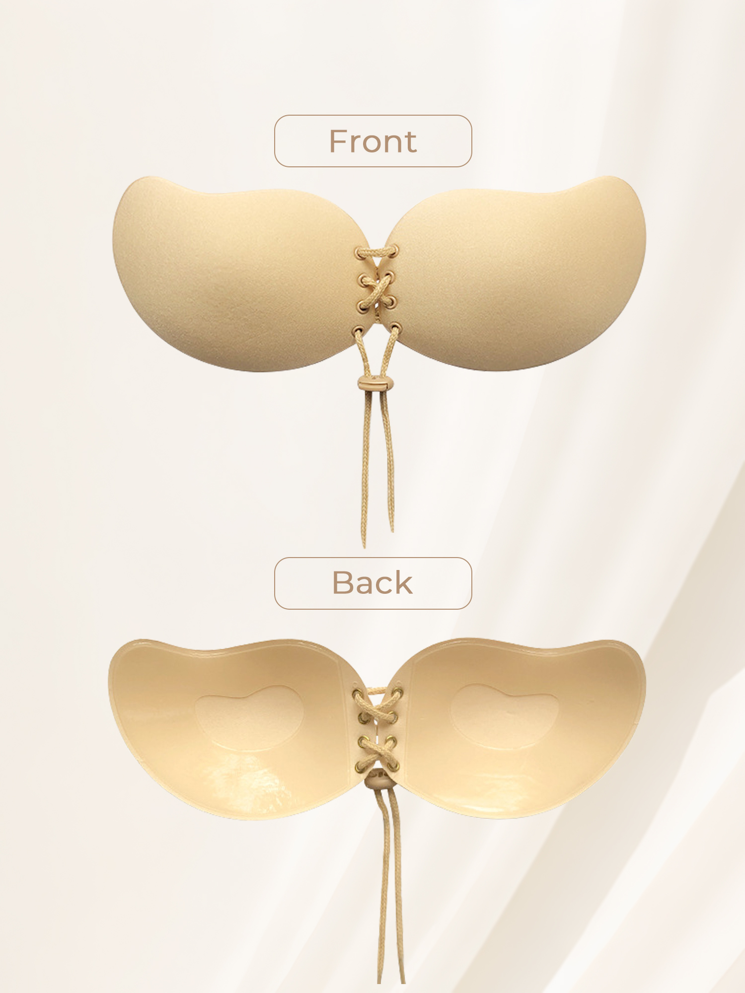 Unique Bargains Women's Strapless Push Up Backless Bras M Beige Mango Cup