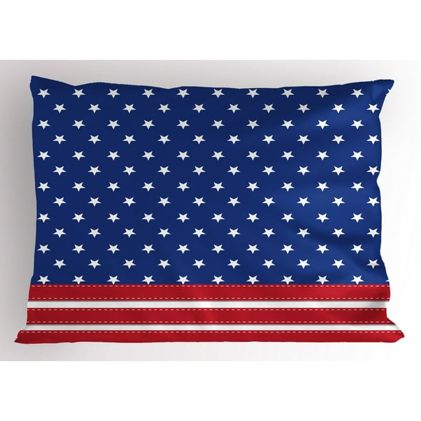 4th of July Pillow Sham Old Fashion US Flag Motif with Nostalgic