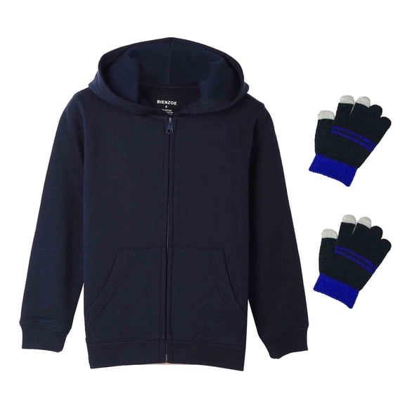 Bienzoe Boy's Anti-Pilling Soft Fleece Zipper School Uniform Hoodie Navy 12
