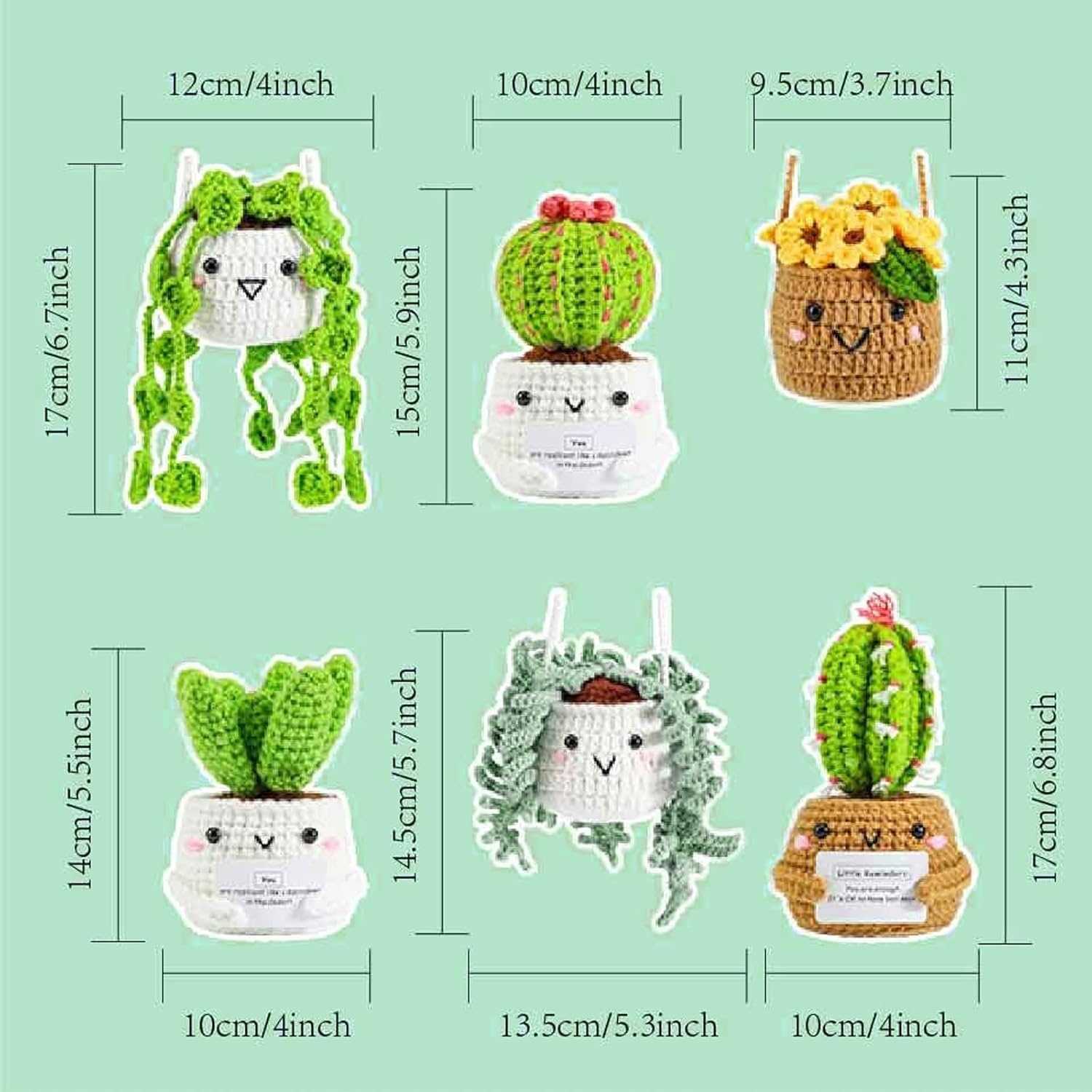 Crochet Kit for Beginners, Boriyuan 6Pcs Hanging Potted Plants and Cactus Succulent Family Crochet Kit with Crochet Accessories, Craft DIY Knitting Supplies for Adults