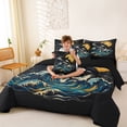 thumbnail image 3 of spefrowx Retro Moonlight Orca King Bedding for Kids, Black Starry Swirl Wave King Bed in a Bag, Black Reversible, 7-Piece, 3 of 6