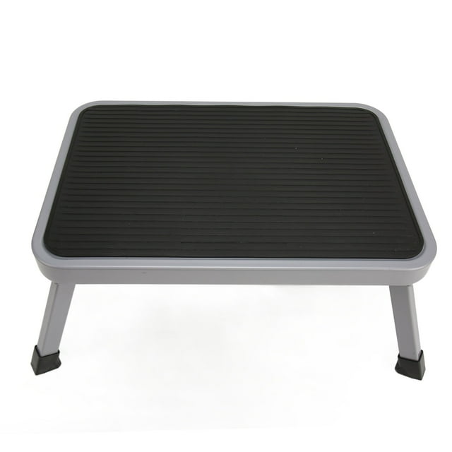 Taburete plegable ligero y resistente de aleación resistente con patas de goma gruesas y asa de 1 peldaño para niños y adultos.