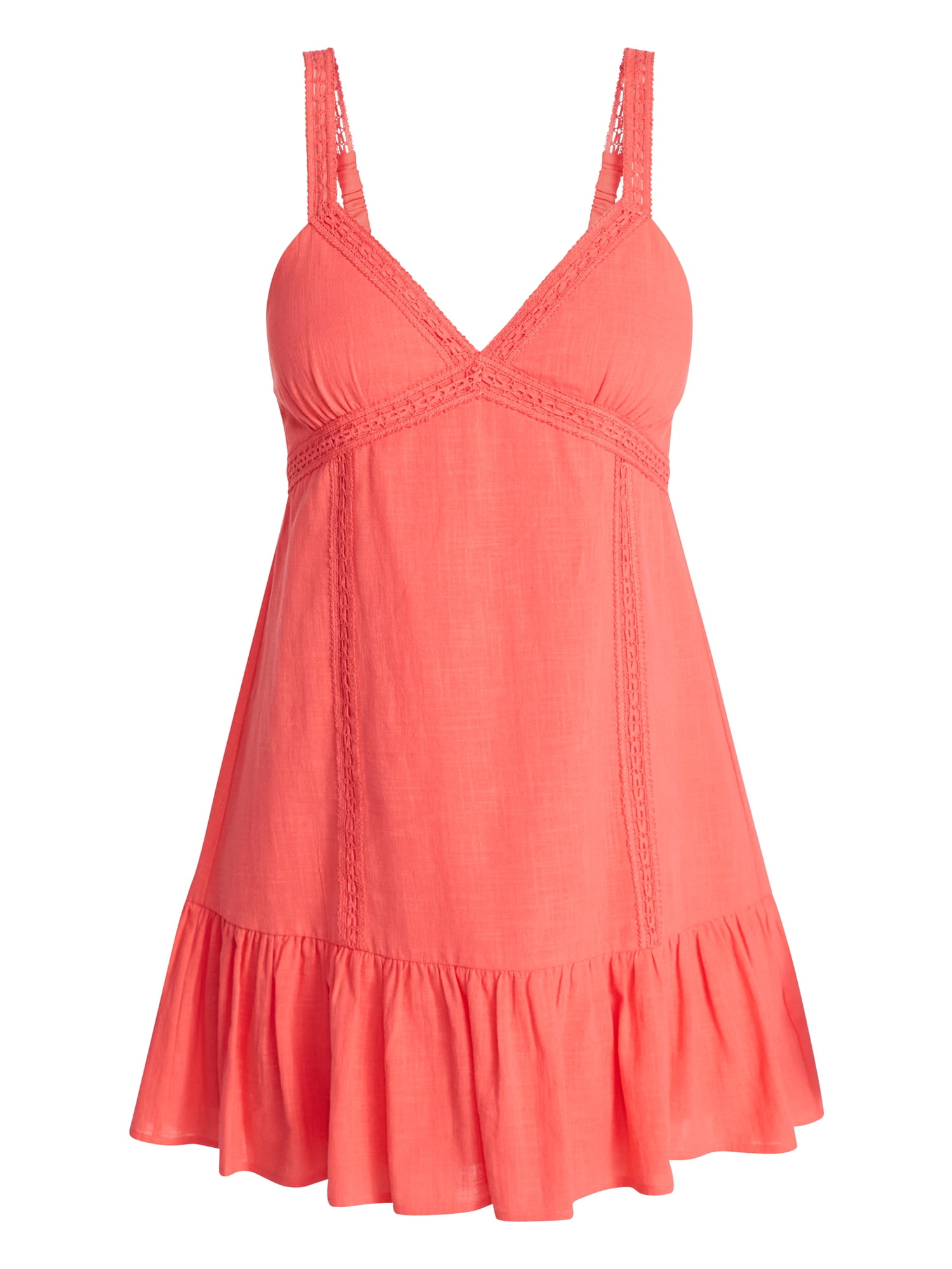 No Boundaries Lace Trim Cotton Mini Dress, Women's XXS-XXL