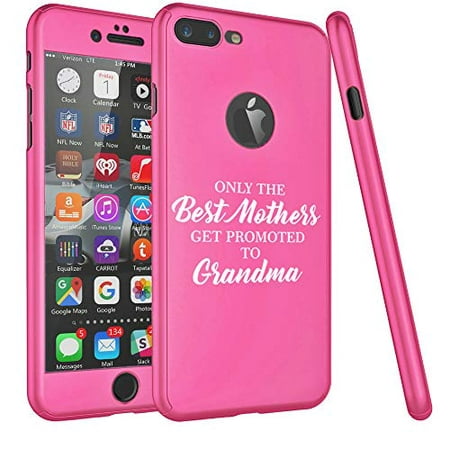 360° Full Body Thin Slim Hard Case Cover + Tempered Glass Screen Protector F0R Apple iPhone The Best Mothers Get Promoted to Grandma (Hot-Pink, F0R Apple iPhone 6 Plus / 6s