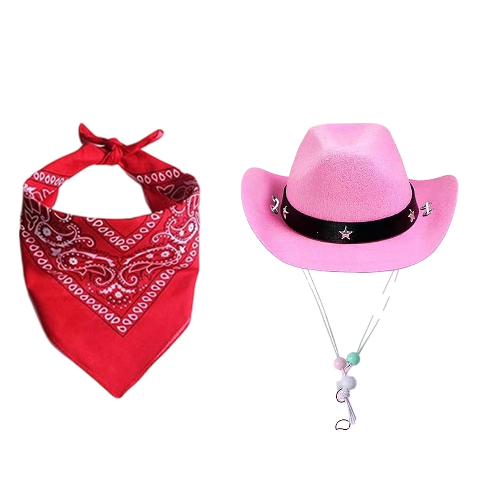 Halloween Pet Cowboy Hat With Bandana Adjustable Western Style Headwear For Cats Small Dogs Holiday Party Photo Prop Daily Wear Accessory