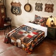 thumbnail image 3 of Manfei Rustic Wild Deer Twin Sheets, American Flag Bedding, Red White Brown, Black Reversible 3-Piece (1 Flat Sheet, 1 Fitted Sheet and 1 Pillowcase), 3 of 6