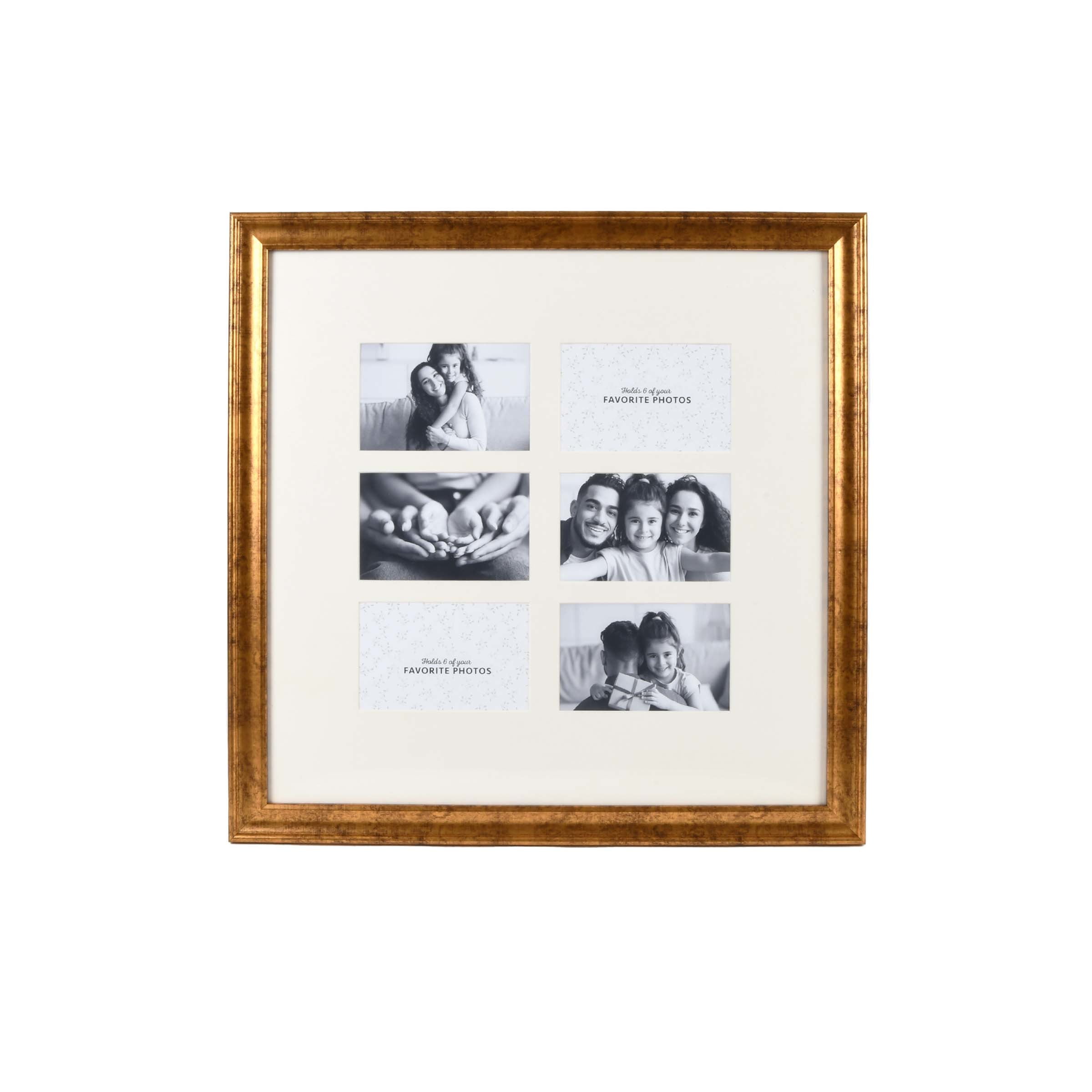 Prinz 6Opening 20" X 20" Gold Matted Wall Collage Picture Frame, Holds