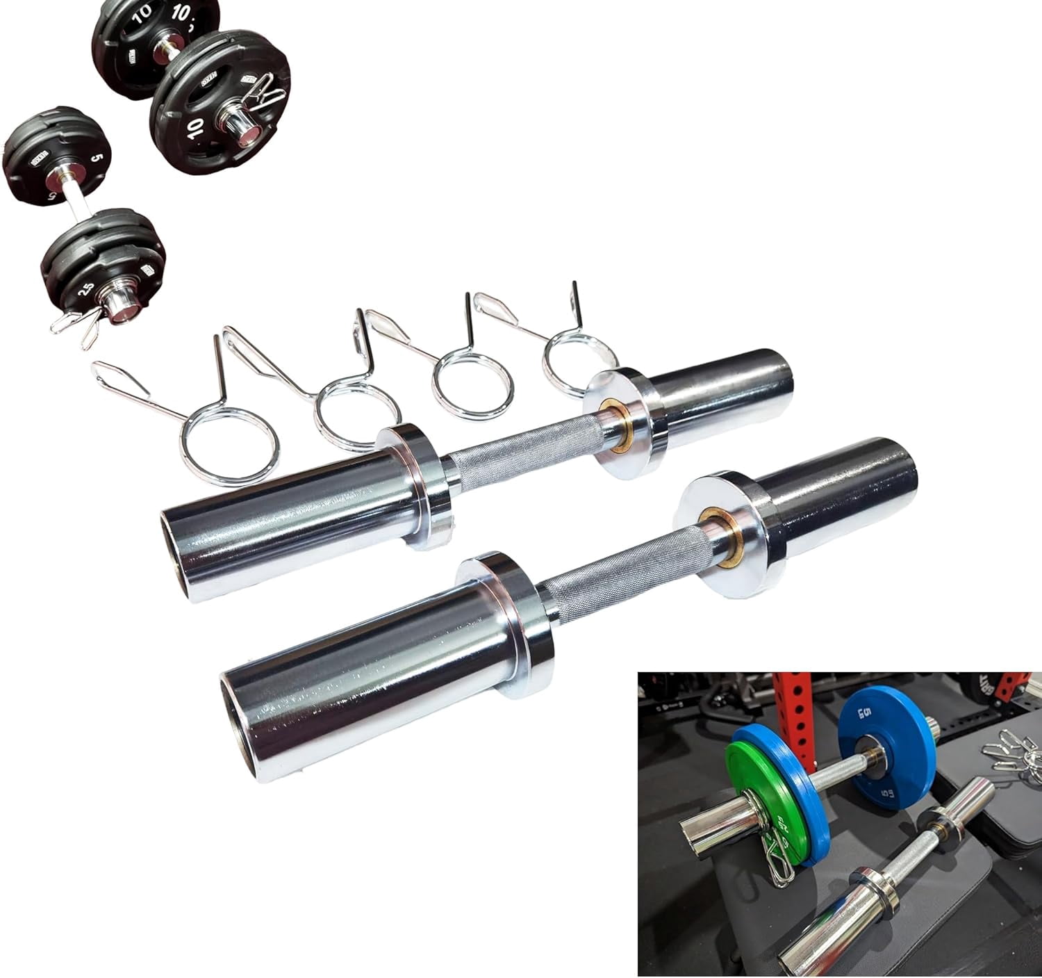 Yuhqc 16 Inch Olympic Dumbbell Bar Set with Collars - Adjustable Weightlifting Handle for Home Gym Strength Training