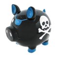 thumbnail image 1 of Black Pirate Pig Blue Skull & Crossbones Piggy Bank Large, 1 of 5
