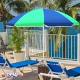 thumbnail image 2 of PMU Beach Umbrella 6 feet Opens to 72 inches Multicolor Beach Parasol with Carrying Sleeve for Beach, Patio and Outdoor Sun Protection Polyester Lime Green and Royal Blue, 2 of 6