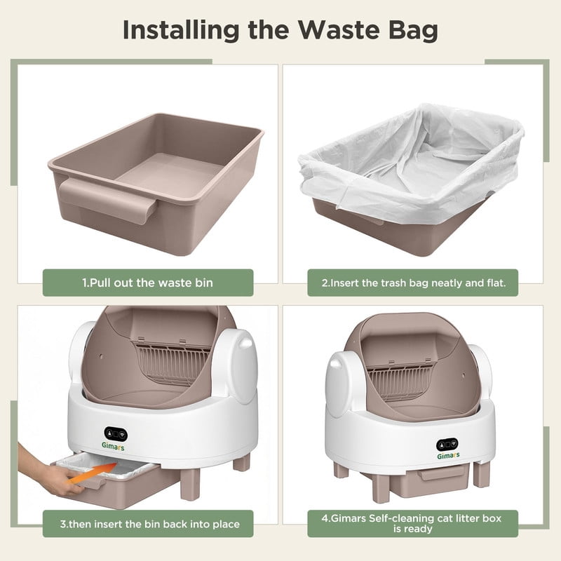 Gimars Self Cleaning Cat Litter Box, Open-Top, Large Capacity, Safety Sensors, For Multi Cats
