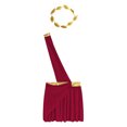 thumbnail image 3 of Sxiwei Men Ancient Greek Roman Toga Costume One Shoulder Strap Suspender Ruffle Skirt with Headwear Burgundy L, 3 of 7