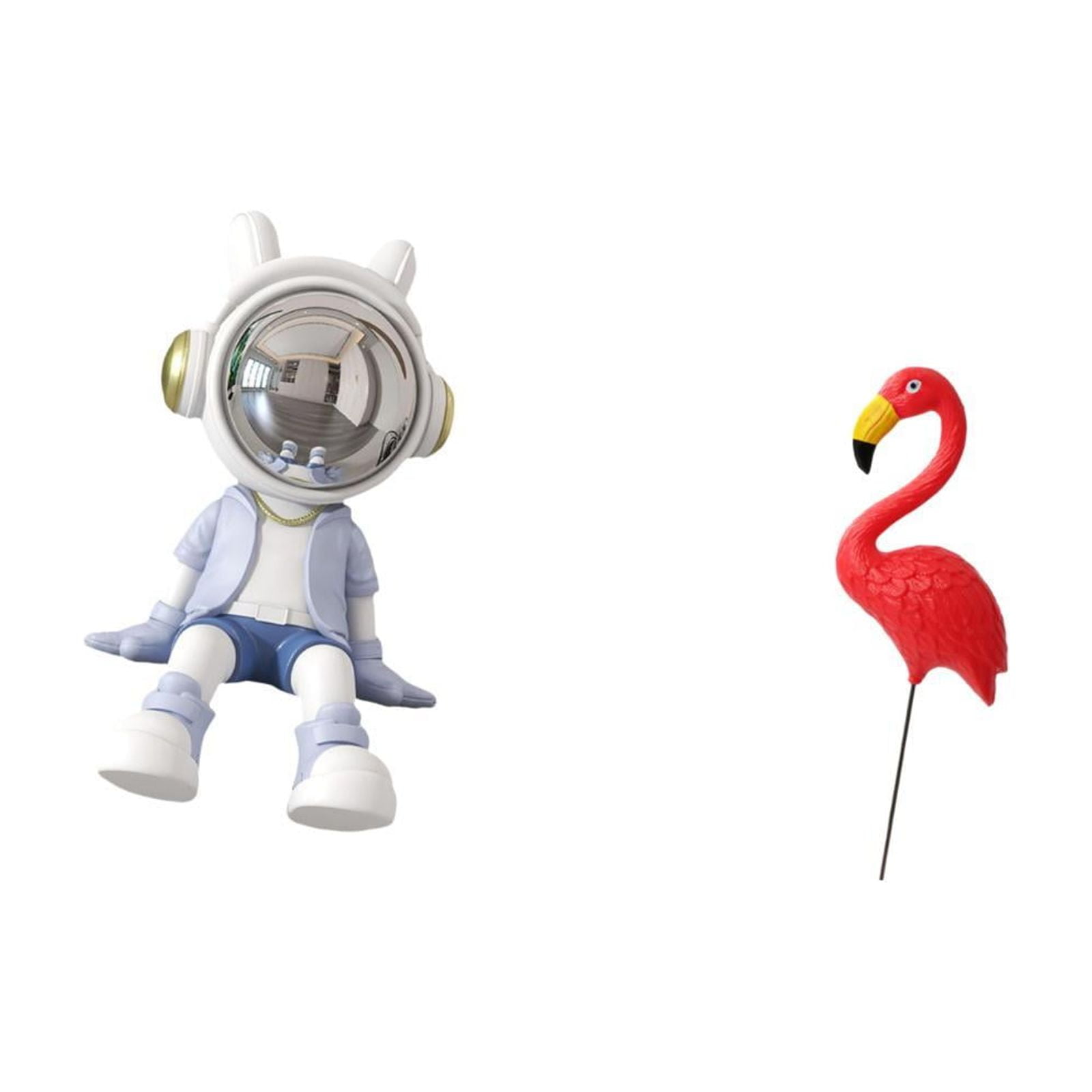 CarpNettore Astronaut Bird Statue Figurine Nordic Sculpture Decorative Ornament for Bookshelf Entrance Living Room Home Decor And Yard Art Flamingo Garden Stake S