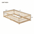 thumbnail image 3 of URTR Natural Solid Rubber Wood Twin Floor Bed with Safety Guardrails, Low Profile Bed Frame for Transition, Easy Assembly, 3 of 11