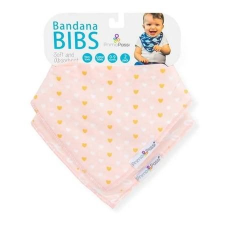 Primo Passi - 2Pk Gold Hearts/White Bows Bandana Bib