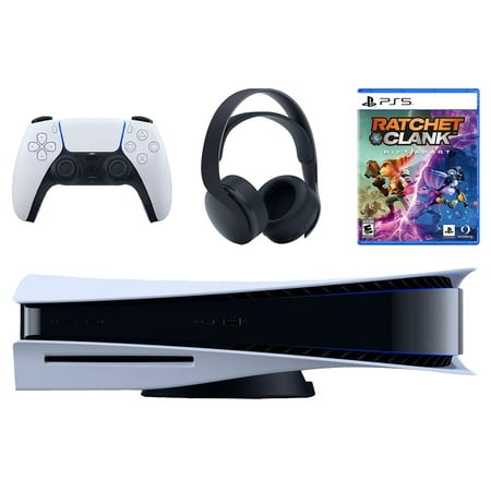 Sony Playstation 5 Disc Version Console with Black PULSE 3D Wireless Gaming Headset and Ratchet & Clank: Rift Apart