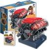 Dr. STEM Toys V8 Model Engine Kit, Over 250 Pieces, Includes Sounds, Lights, and Motorized Action, Ages 12+