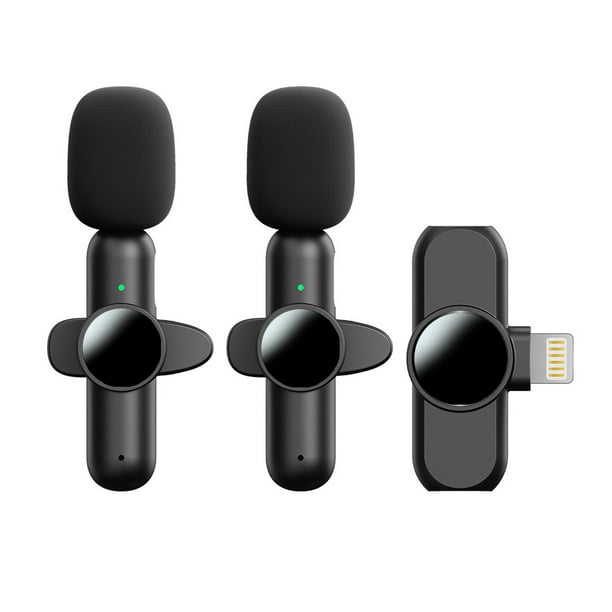 Micrófono de solapa inalámbrico para iPhone y iPad, micrófono inalámbrico Plug and Play para grabación, transmisión en vivo, YouTube, TikTok, cancelación de ruido, sincronización automática, sin