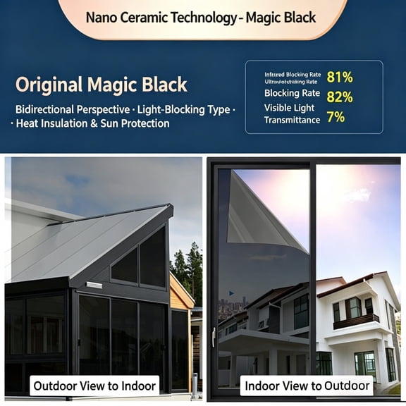 One Way Mirror Window Film, Sun Blocking Heat Control Window Tint, UV Protection Reflective Film for Home Office