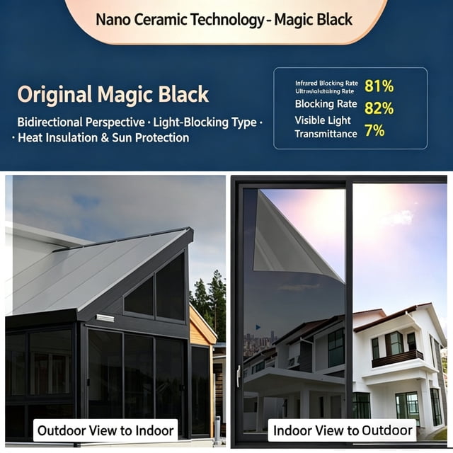 Rewenti Window Film One Way Mirror Film for Glass Heat Control Sun Blocking Window Tint Protection Sticker Reflective Film for Home office