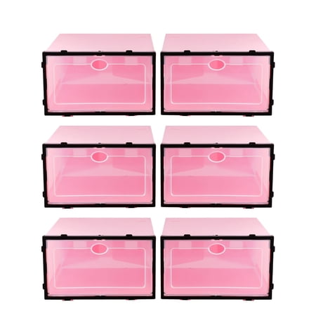 6 PCS Shoe Boxes Stackable Shoe Racks Shoe Storage Container Mens Boot Shoes Storage Bin Men and Women