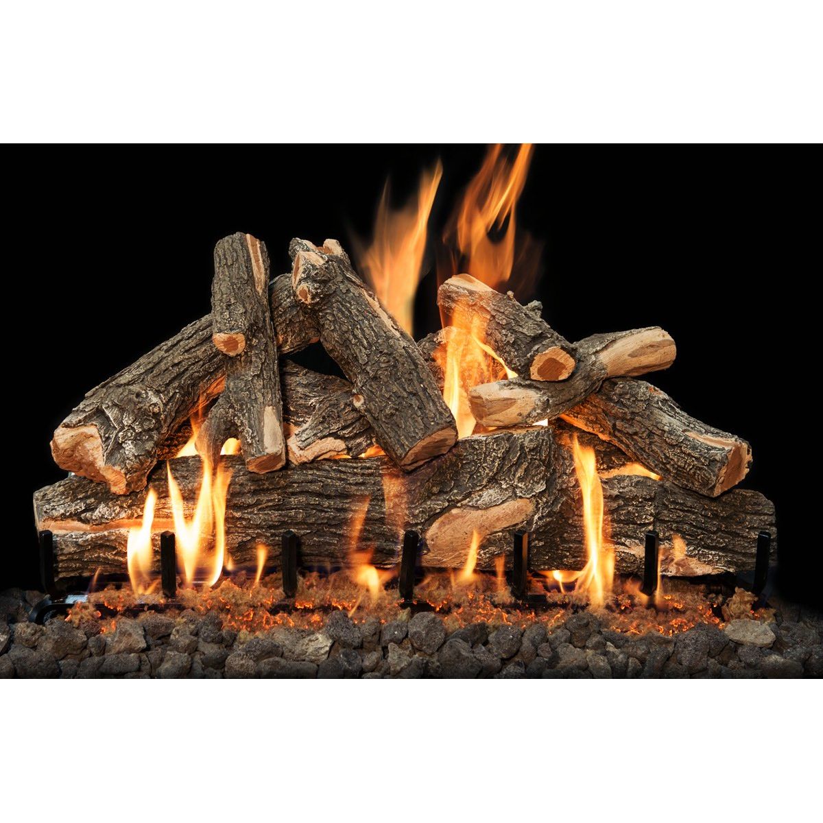 Round Grove 2Burner 36" Weathered Oak Gas Log Kit For Largo Firebox