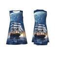 thumbnail image 7 of Picia Moonlit Night Sea Sailboat Print Women’s Sleeveless Midi Swing Dress – A-Line Pleated Tank Sundress, Comfortable and Flowy T-Shirt Dress, 7 of 7