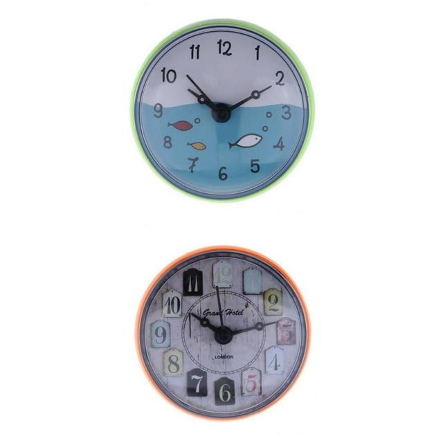 1 juego de reloj de baño resistente al agua, mini reloj de pared para cocina o baño, decoración para el hogar. Naranja3 Verde5