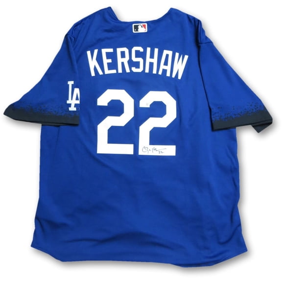 Clayton Kershaw Signed Autographed Jersey Los Dodgers Blue Size XL Beckett WIT