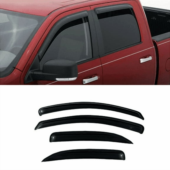 4pcs Window Visor Rain Guards Compatible with Ford F150 Crew Cab, 2004-2008,, 1999-2016 Dark Smoke Wind Deflectors, UV-Resistant