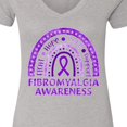 thumbnail image 4 of Inktastic Fibromyalgia Awareness Rainbow with Purple Ribbon Women's V-Neck T-Shirt, 4 of 5