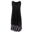 thumbnail image 1 of BJYX Robe Sans Manches Plissé Col Carré Imprimé Floral en Vrac Femmes Été Boho Robe Midi Courte Soirée Partie Plage Robe de Soleil, 1 of 6