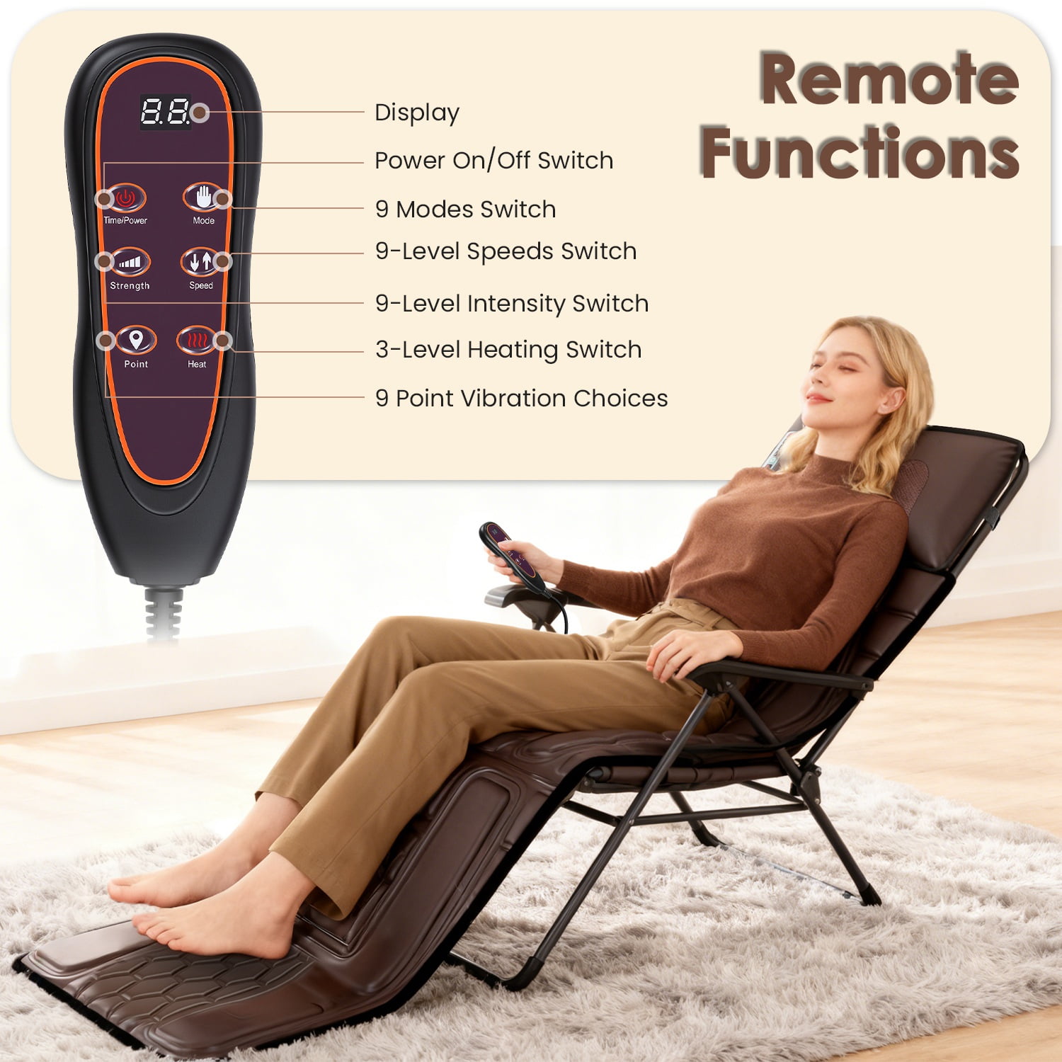 Imountek PU Leather Full Body Massage Mat with Heat Timer, Multifunctional Electric Massage Chair Pad with Shiatsu Neck Massager Carry Bag Earplugs Anti-Slip Bottom for Home