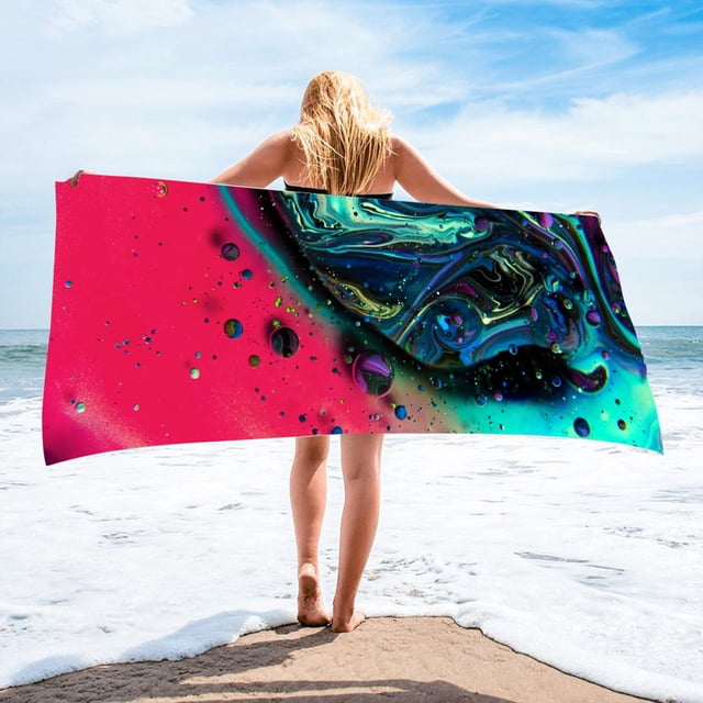 Surf Wave Beach Towel - Dynamic Microfiber Design, Quick Dry & Portable for Pool - 30x60 Inch