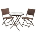 thumbnail image 2 of 3-Piece Folding Patio Bistro Set with Chairs, Brown Wicker Outdoor Dining Furniture for Patio, Garden, Balcony, 2 of 9