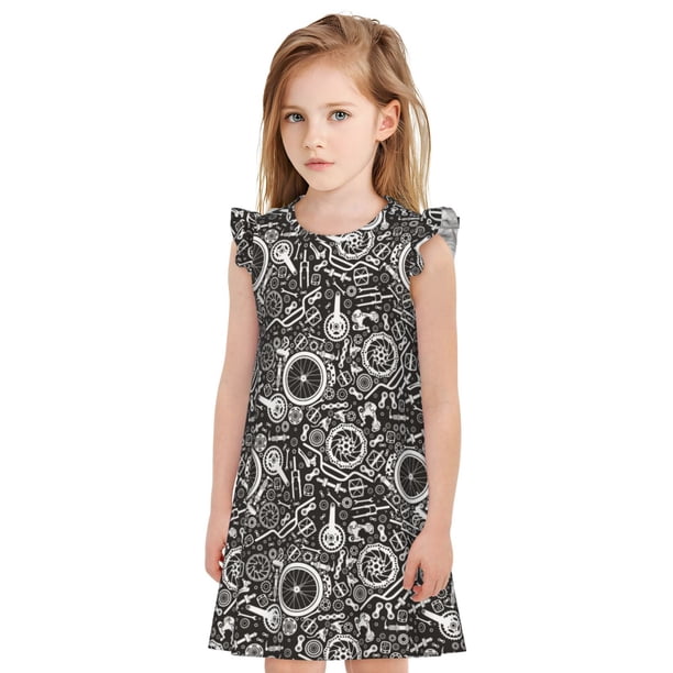 Fotbe Bicycles Parts Vestido de Dormir para Niñas de 3 a 10 Años, Mangas Cortas, Estilo Princesa, Pijama Camisón con Mangas Voladas-Small