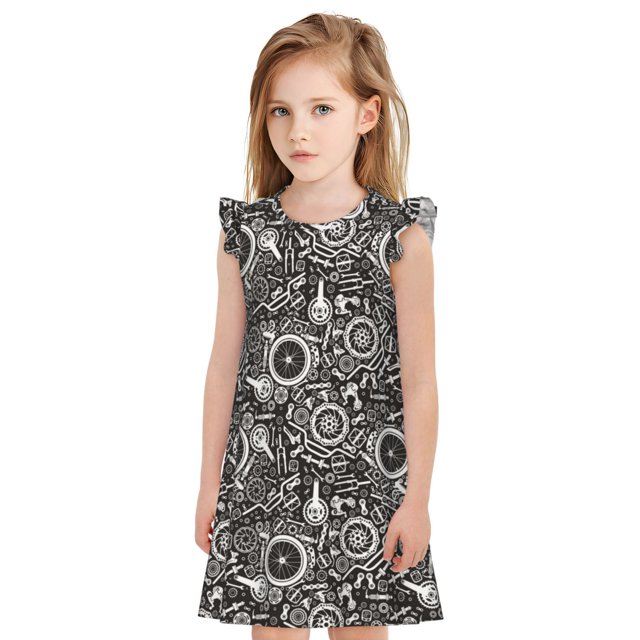 Fotbe Bicycles Parts Vestido de Dormir para Niñas de 3 a 10 Años, Mangas Cortas, Estilo Princesa, Pijama Camisón con Mangas Voladas-Small