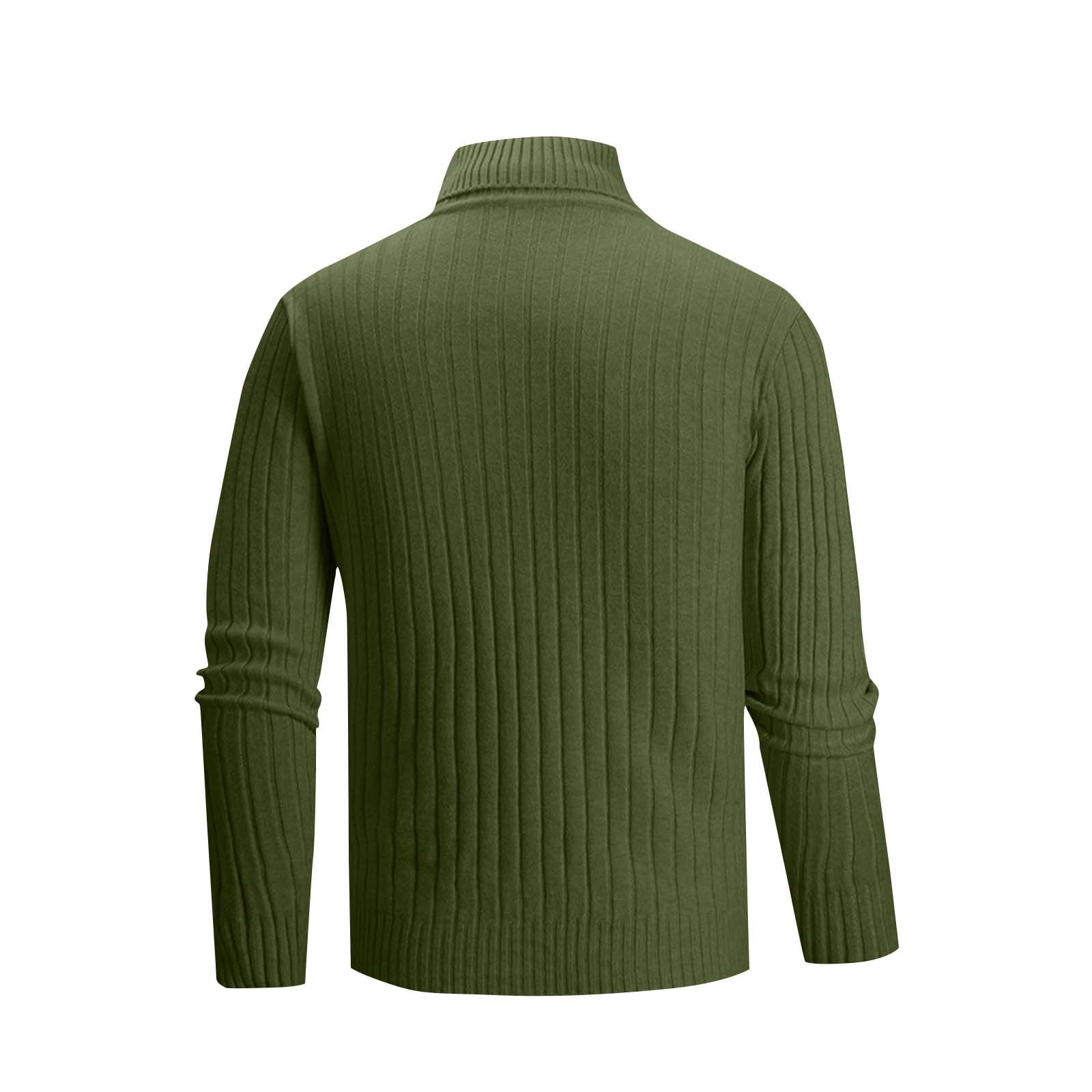 SYMOID Big & Tall Men's 3XL Cotton Knit Turtleneck Sweater - Army