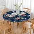 thumbnail image 3 of Pioneer Flower Floral Print Pattern Round Fitted Tablecloth with Elastic Edge,Dining Table Cover Waterproof,Outdoor Round Tablecloth for Camping,Dining,Indoor and Outdoor, 3 of 7