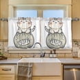 thumbnail image 2 of Yayeee Kitchen Curtains Tier Set of 2 Light Filtering 57"x24" Over Sink Window Panels, Green Cute Cat, 2 of 7
