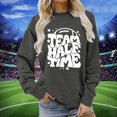 thumbnail image 2 of EHQJNJ Chandails en Molleton Graphiques pour Femmes Marron Mode Décontractée Ample Imprimé Rugby Col Rond Manches Longues Chandail en Molleton pour Femmes Maman Graphique Chandails en Molleton Graphiques Sans Capuche, 2 of 4