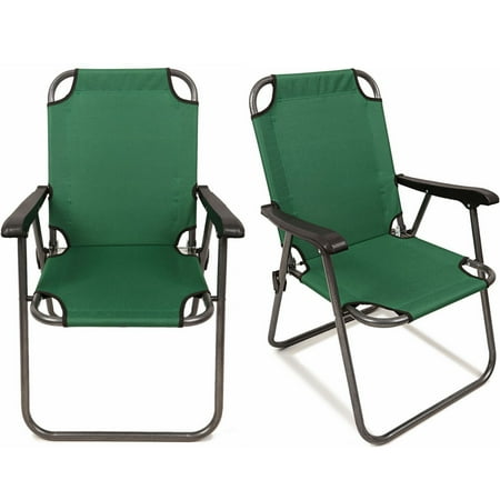 Magshion Deluxe Lightweight Beach Chair Outdoor Camping Hiking With Armrest Chair Set of 2 Green