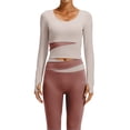 thumbnail image 3 of AGWOLF Workout Tops for Women Wrap Long Sleeve Shirts Buttercore Slim Fit Yoga Top Athletic Pilates Hiking T Shirt Gray L, 3 of 6